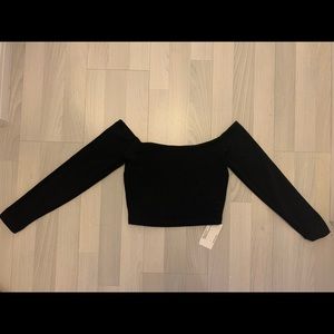 Black off the shoulder crop top